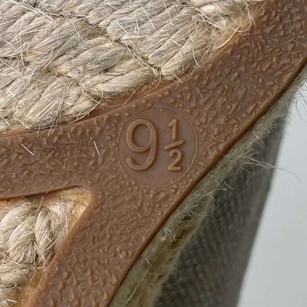 J.Crew Espadrille Wedge Pumps Womens Sage Green Metallic Jute Coastal‎ Size 9.5